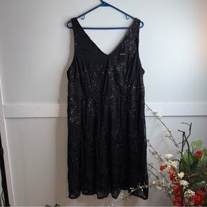 Torrid Black Mini Dress Embroidered and Sequins